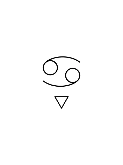 Black and white minimalist cancer sign tattoo design, outline stencil