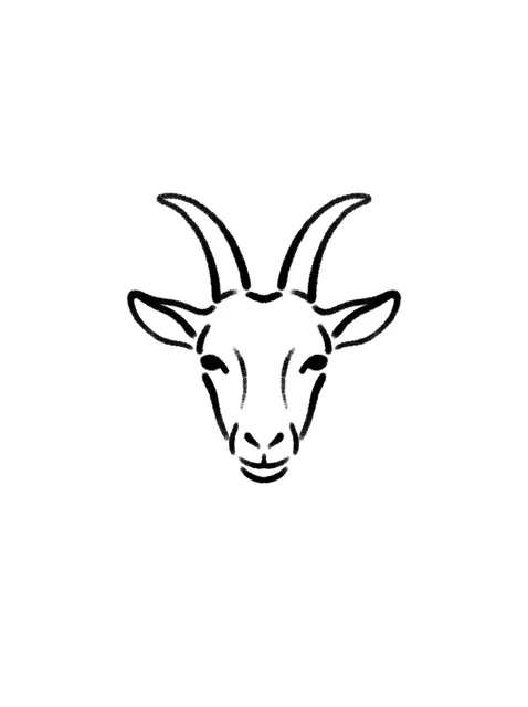 Tattoo-Vorlage mit dem Sternzeichen Steinbock und einem Ziegenbock, in Schwarz-Grau