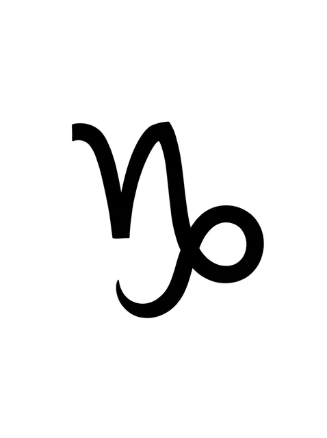 Black and white minimalist capricorn tattoo design, outline stencil