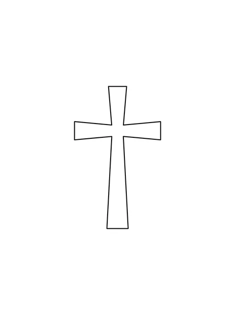Black and white minimalist cross tattoo design, outline stencil: a Latin cross