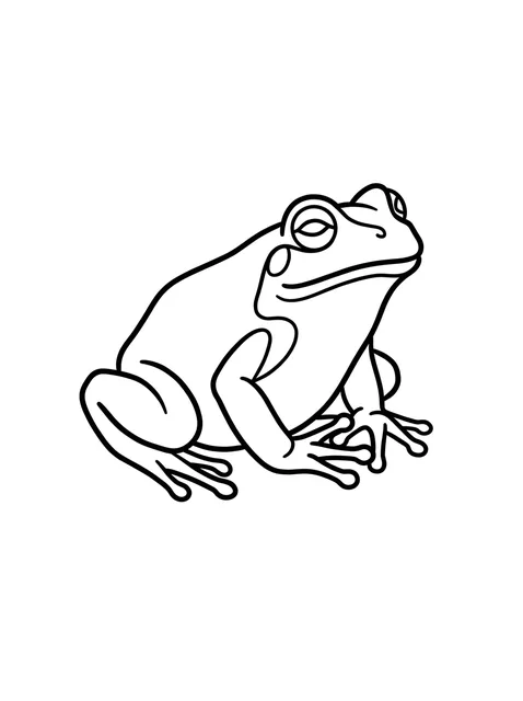 Black and white minimalist frog tattoo design, outline stencil