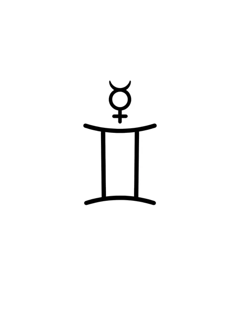 Diseño de tatuaje de gemini de estilo minimalista en negro y gris