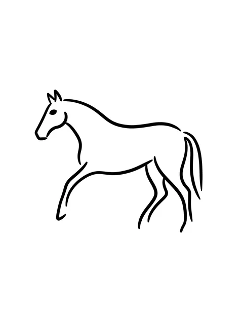 Black and white minimalist horse tattoo design, outline stencil