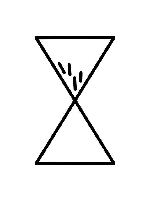 Black and white minimalist hourglass tattoo design, outline stencil