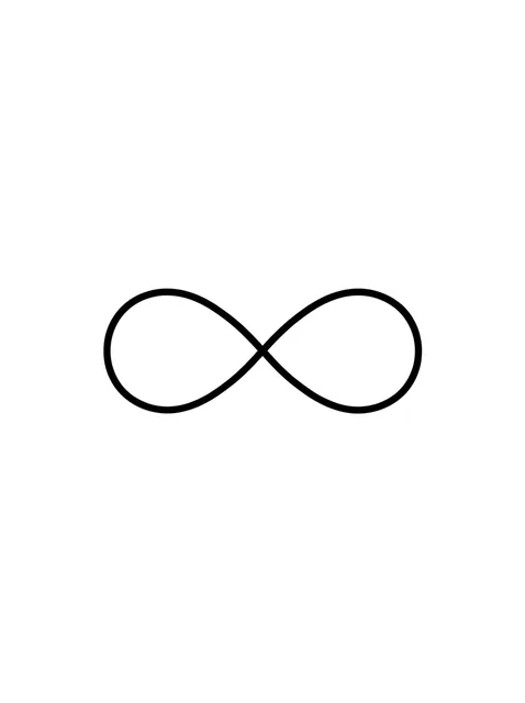 Black and white minimalist infinity tattoo design, outline stencil