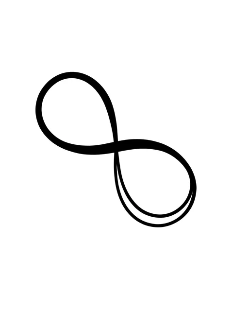 Black and white minimalist infinity tattoo design, outline stencil