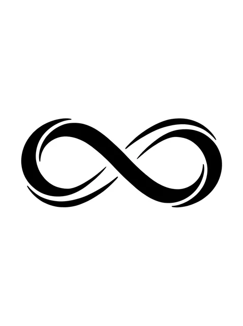 Black and white minimalist infinity tattoo design, outline stencil