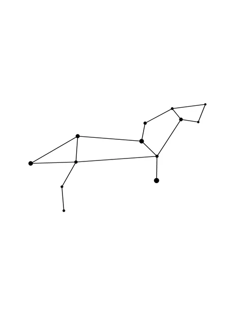 Diseño de tatuaje de constellation y leo de estilo minimalista en negro y gris