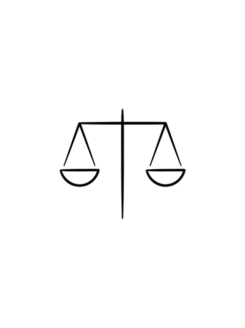 Black and white minimalist libra tattoo design, outline stencil