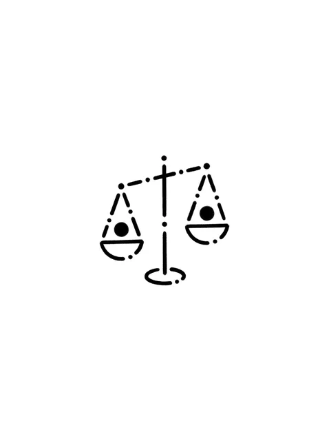 Black and white minimalist libra tattoo design, outline stencil