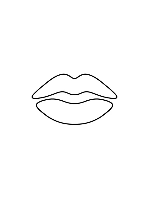 Tattoo-Vorlage mit Lippen, Stil: minimalistisch, in Schwarz-Grau