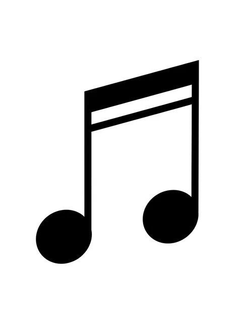 Black and white minimalist music note tattoo design, outline stencil