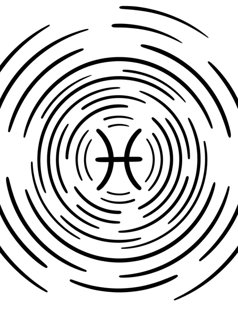 Black and white minimalist pisces tattoo design, outline stencil