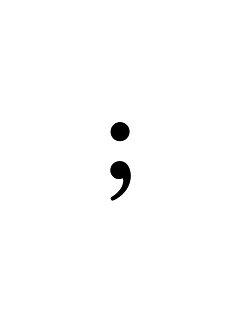 Black and white minimalist semicolon tattoo design, outline stencil