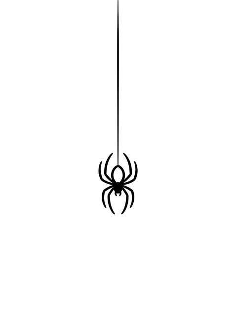 Black and white minimalist spider tattoo design, outline stencil