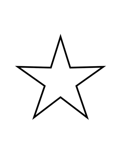 Black and white minimalist star tattoo design, outline stencil: a five-pointed star