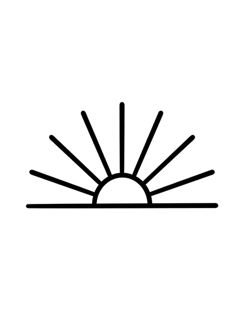 minimalist Sun tattoo design, black and grey