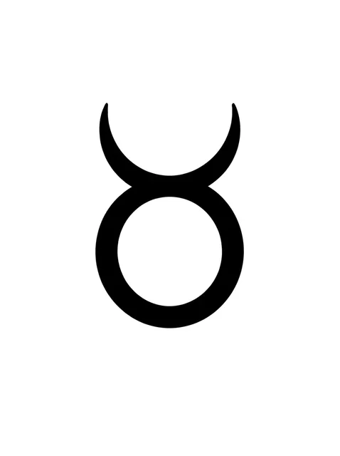 Black and white minimalist taurus tattoo design, outline stencil