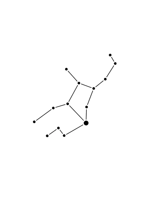 Black and white minimalist virgo and constellation tattoo design, outline stencil