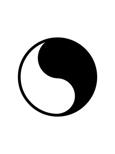 Black and white minimalist yin yang tattoo design, outline stencil