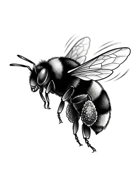 Black and grey neo traditional bee tattoo design