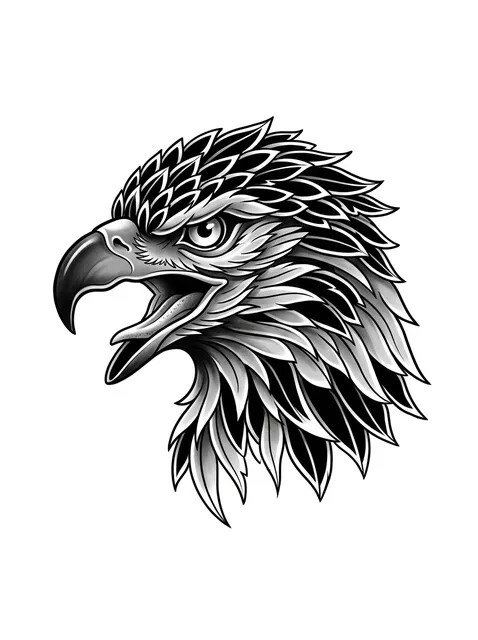 Black and grey neo traditional eagle tattoo design