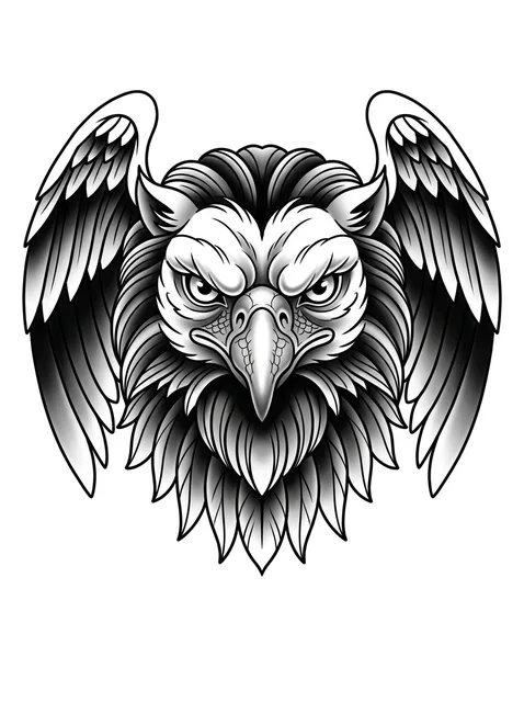 Black and grey neo traditional griffin tattoo design