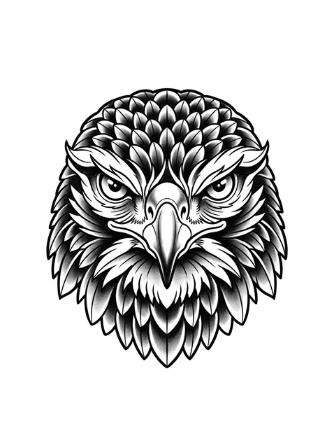 Black and grey neo traditional hawk tattoo design
