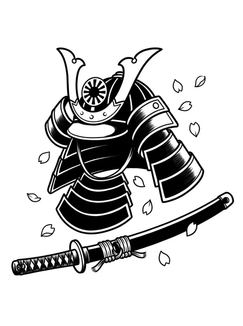 Black and grey neo traditional samurai and sword tattoo design