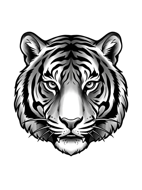 Black and grey neo traditional tiger tattoo design