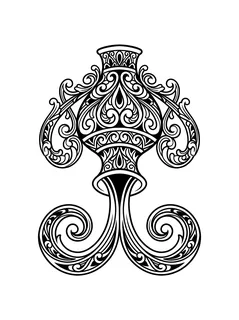 Black and grey ornamental aquarius tattoo design