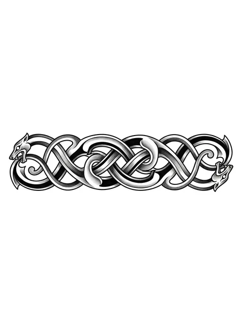 Black and grey ornamental armband and viking tattoo design