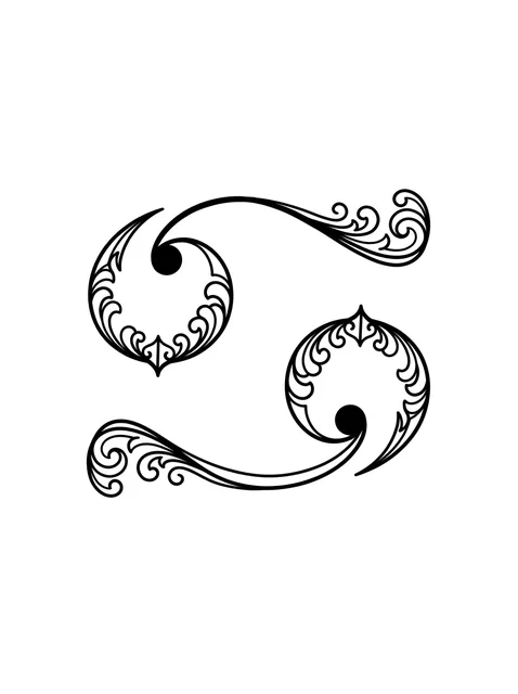 Black and grey ornamental cancer sign tattoo design