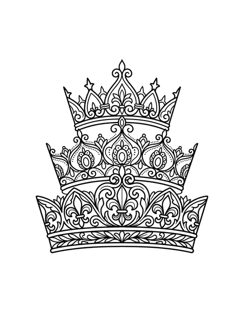 Black and grey ornamental crown tattoo design