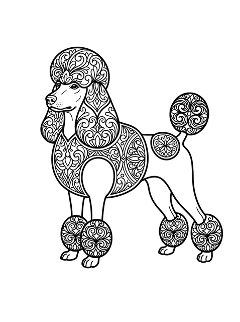 Black and grey ornamental dog and mandala tattoo design