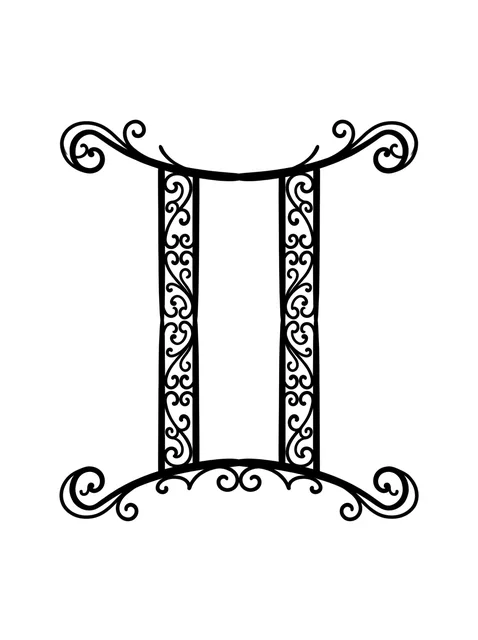 Black and grey ornamental gemini tattoo design