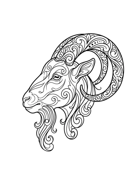 Black and grey ornamental aries and goat tattoo design