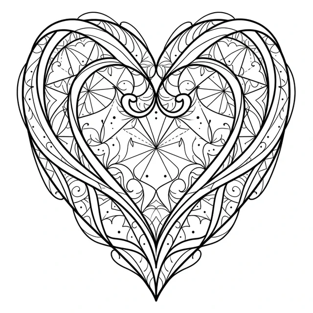 Black and grey ornamental heart and mandala tattoo design