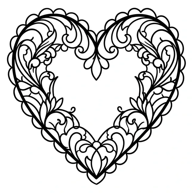 ornamental Heart tattoo design, black and grey