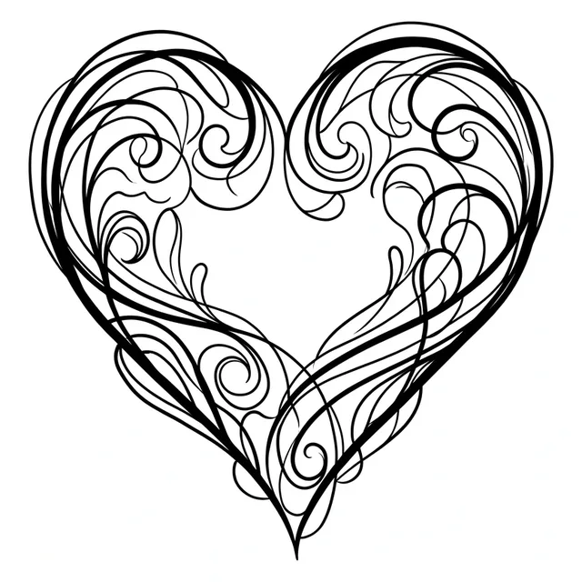 ornamental Heart tattoo design, black and grey