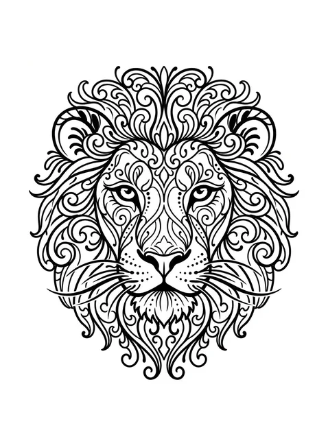 Black and grey ornamental leo and lion tattoo design