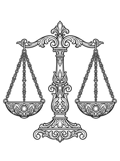 Black and grey ornamental libra tattoo design
