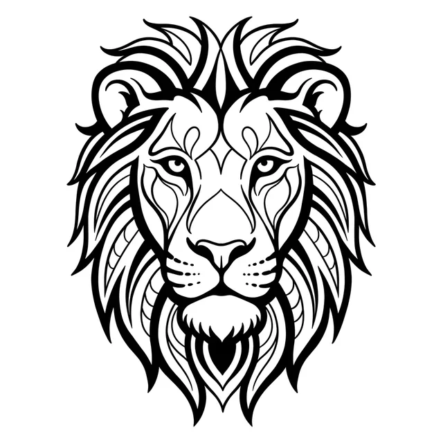 ornamental Lion tattoo design, black and grey