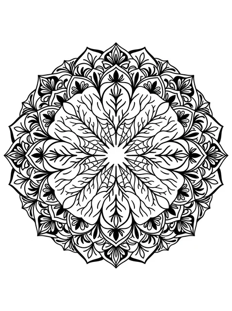 Black and grey ornamental mandala and leaf tattoo design