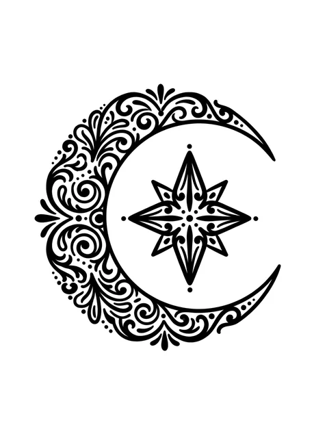 ornamental moon tattoo design