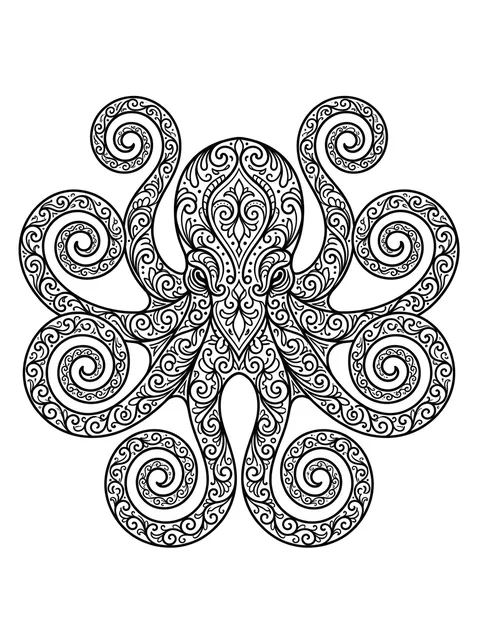 Black and white ornamental octopus tattoo design