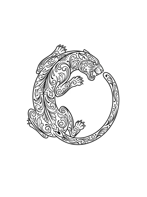 ornamental panther tattoo design