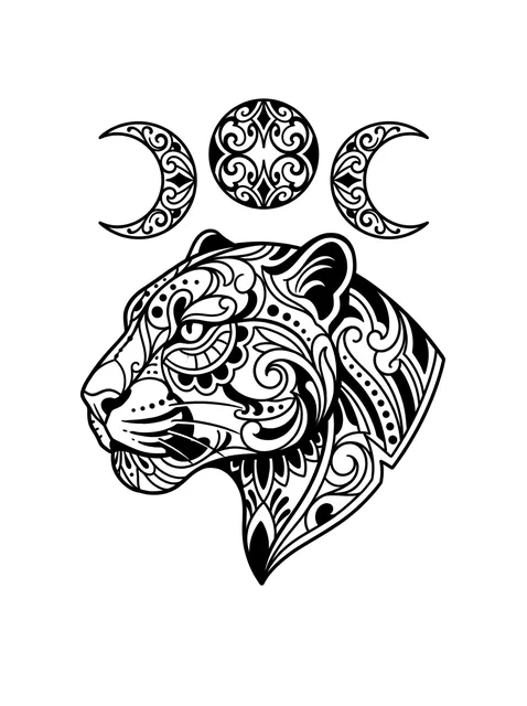 ornamental panther tattoo design