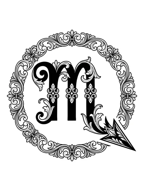 Black and grey ornamental scorpio and mandala tattoo design