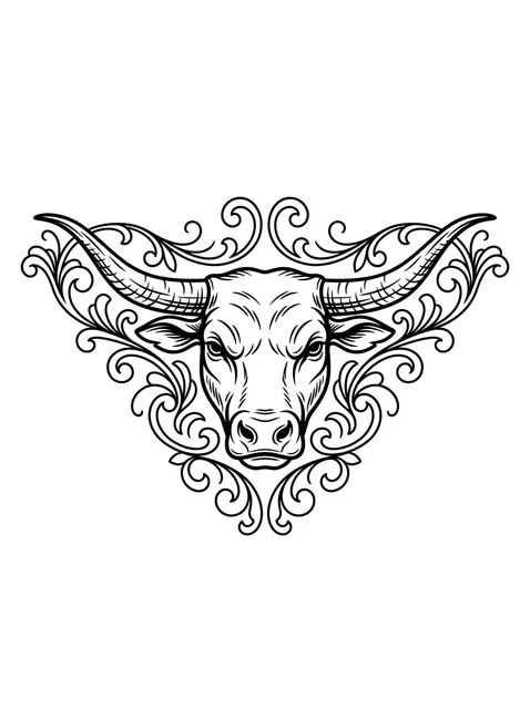 Black and grey ornamental taurus and bull tattoo design